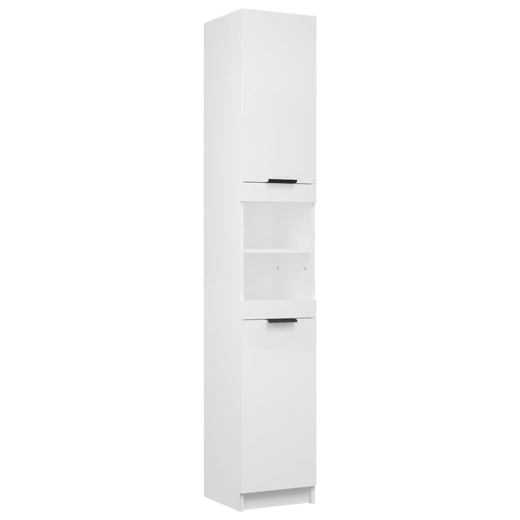 vidaXL Ντουλάπι Μπάνιου Λευκό 32 x 34 x 188,5 εκ. Επεξεργασμένο Ξύλο