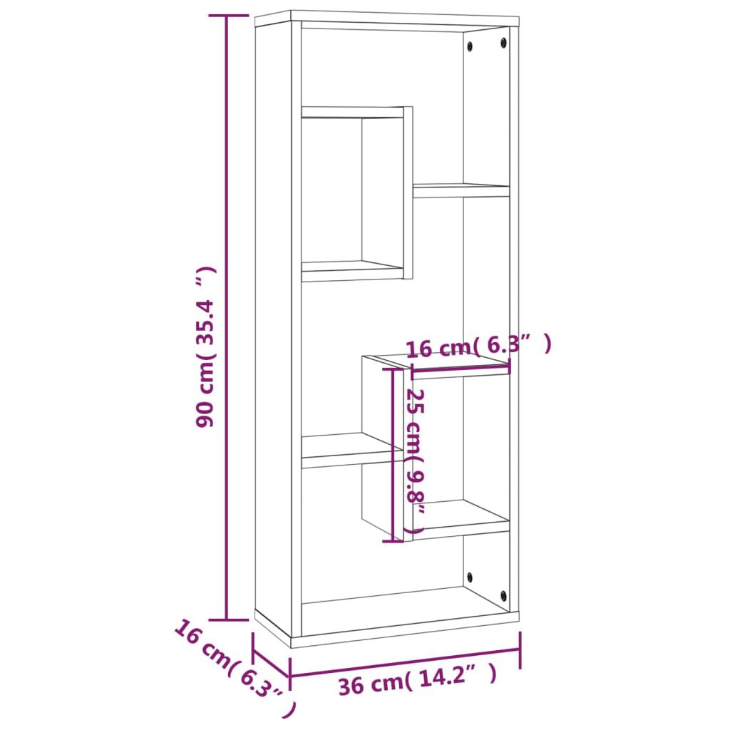 vidaXL Ραφιέρα Τοίχου Γκρι Sonoma 36x16x90εκ. Επεξεργασμένο Ξύλο