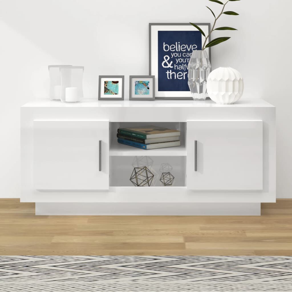 vidaXL Έπιπλο Τηλεόρασης Γυαλ. Λευκό 102x35x45 εκ. Επεξεργασμένο Ξύλο
