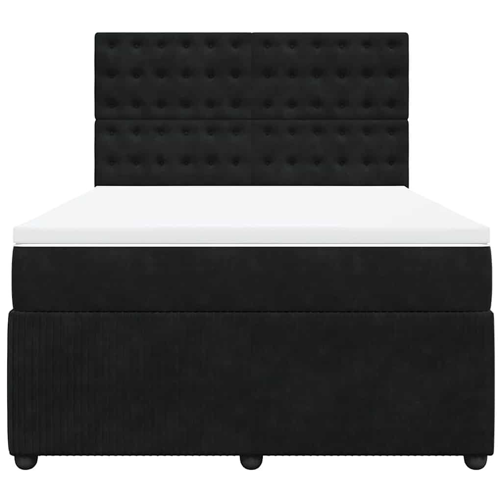 vidaXL Κρεβάτι Boxspring με Στρώμα Μαύρο 160x200 εκ. Βελούδινο