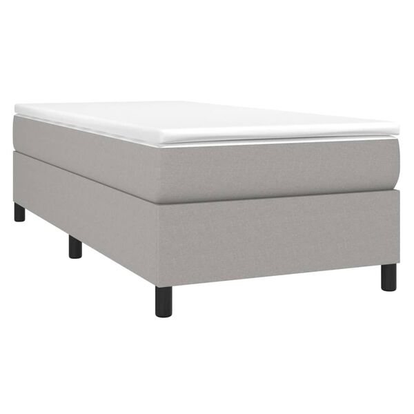vidaXL Κρεβάτι Boxspring με Στρώμα Ανοιχτό Γκρι 90x200 εκ. Υφασμάτινο