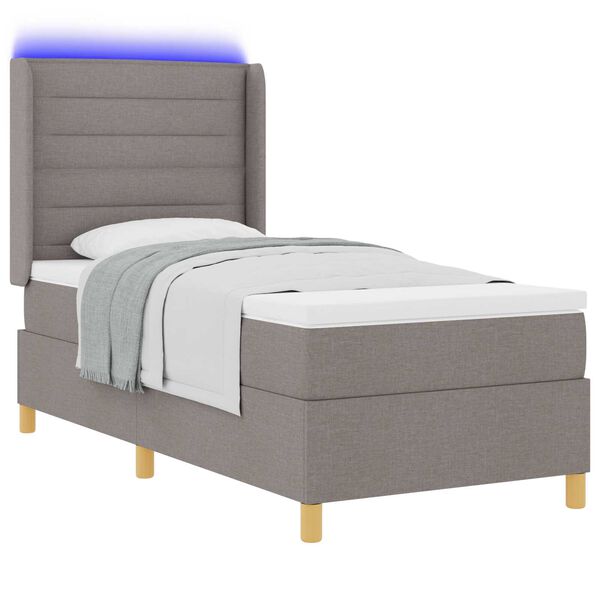 vidaXL Κρεβάτι Box Spring με Στρώμα & LED Ταμπά 80x200 εκ. Υφασμάτινο