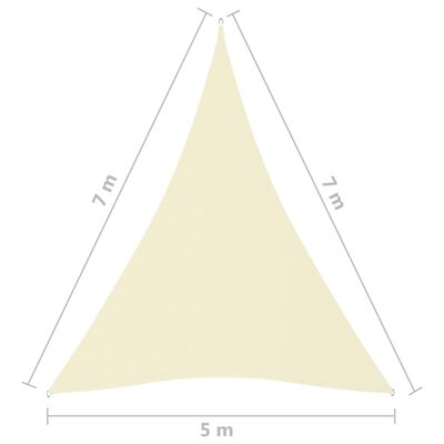 vidaXL Πανί Σκίασης Τρίγωνο Κρεμ 5 x 7 x 7 μ. από Ύφασμα Oxford