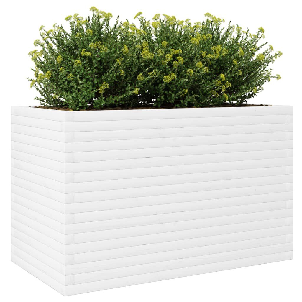 vidaXL Ζαρντινιέρα Κήπου Λευκή 110x60x68,5 εκ. από Μασίφ Ξύλο Πεύκου
