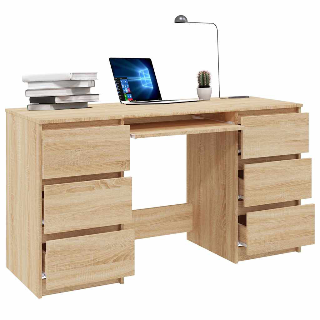 vidaXL Γραφείο Sonoma Δρυς 140 x 50 x 77 εκ. από Επεξ. Ξύλο