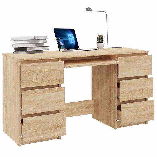 vidaXL Γραφείο Sonoma Δρυς 140 x 50 x 77 εκ. από Επεξ. Ξύλο