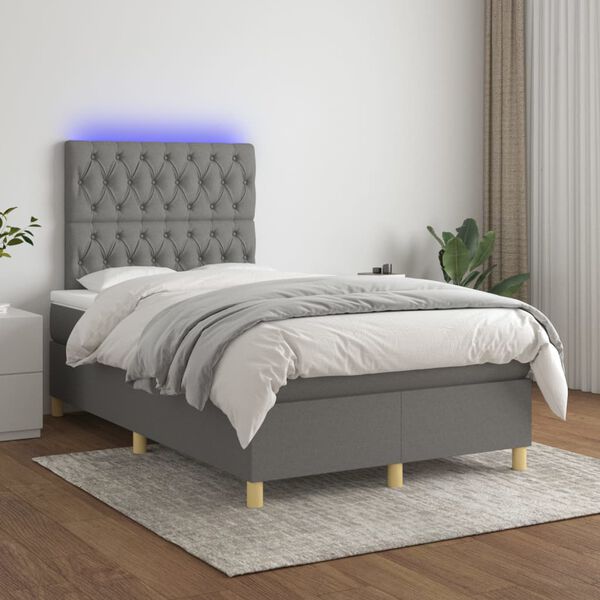 vidaXL &Kappa;&rho;&epsilon;&beta;ά&tau;&iota; Boxspring &mu;&epsilon; &Sigma;&tau;&rho;ώ&mu;&alpha; & LED &Sigma;&kappa;.&Gamma;&kappa;&rho;&iota; 120x200 &epsilon;&kappa; &Upsilon;&phi;&alpha;&sigma;&mu;ά&tau;&iota;&nu;&omicron;