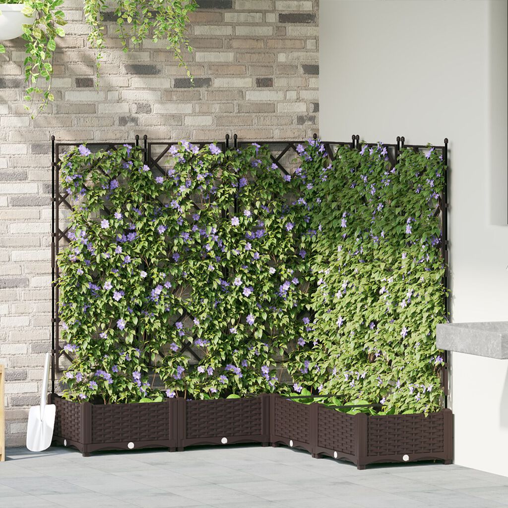 vidaXL Γλάστρα Κήπου με Πλέγμα 5 τμχ Καφέ 120x120x125,5 εκ