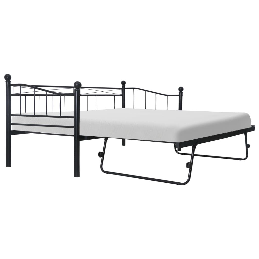 vidaXL Πλαίσιο Κρεβατιού Μαύρο 180 x 200 / 90 x 200 εκ. Μεταλλικό