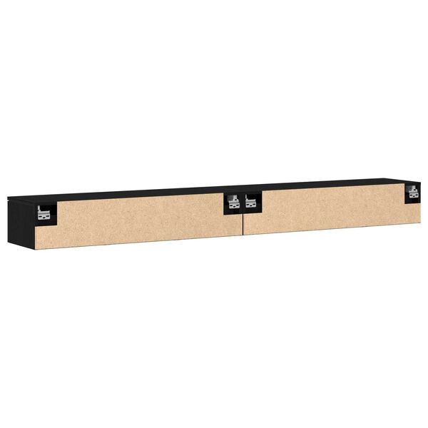 vidaXL Ντουλάπα Τοίχου με συρτάρι 2 pcs Μαύρη δρυς 102 x 30 x 20 εκ.