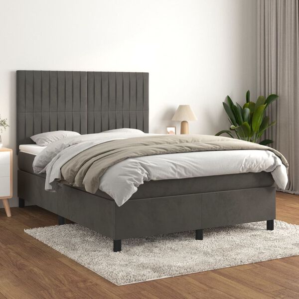 vidaXL &Kappa;&rho;&epsilon;&beta;ά&tau;&iota; Boxspring &mu;&epsilon; &Sigma;&tau;&rho;ώ&mu;&alpha; &Sigma;&kappa;&omicron;ύ&rho;&omicron; &Gamma;&kappa;&rho;&iota; 140x190 &epsilon;&kappa;. &Beta;&epsilon;&lambda;&omicron;ύ&delta;&iota;&nu;&omicron;
