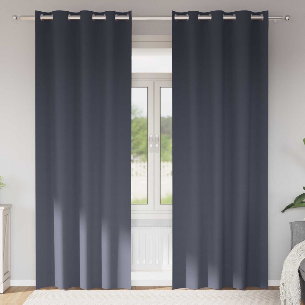 vidaXL Κουρτίνες με κουρτίνες 2 pcs Ανθρακί 225 x 140 εκ. Πολυεστέρας