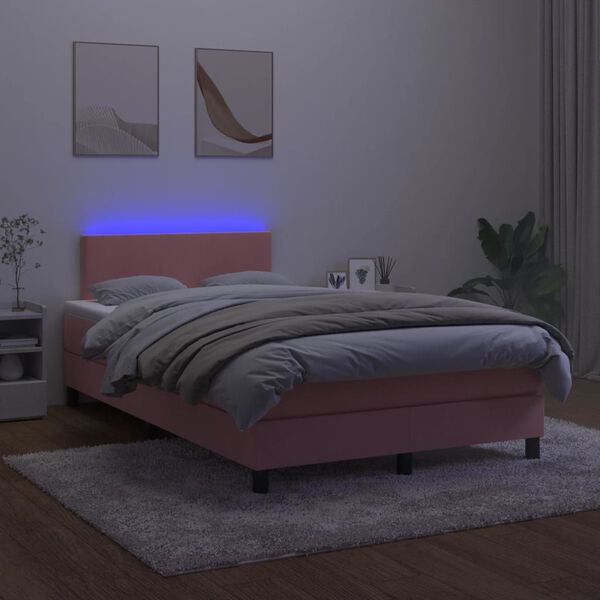 vidaXL &Kappa;&rho;&epsilon;&beta;ά&tau;&iota; Boxspring &mu;&epsilon; &Sigma;&tau;&rho;ώ&mu;&alpha; & LED &Rho;&omicron;&zeta; 120x200 &epsilon;&kappa;. &Beta;&epsilon;&lambda;&omicron;ύ&delta;&iota;&nu;&omicron;