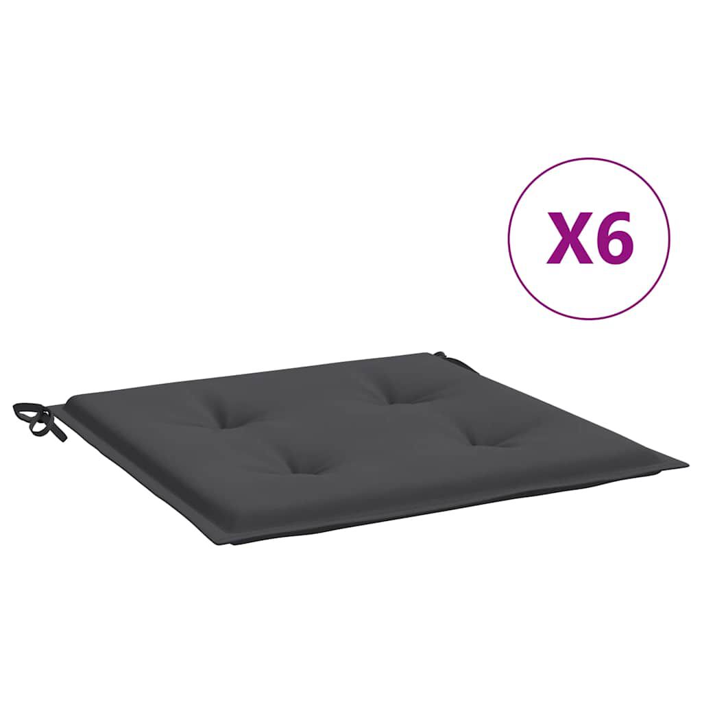vidaXL Μαξιλάρια Καρέκλας Κήπου 6τεμ Ανθρακί 50x50x4 εκ. Oxford Ύφασμα