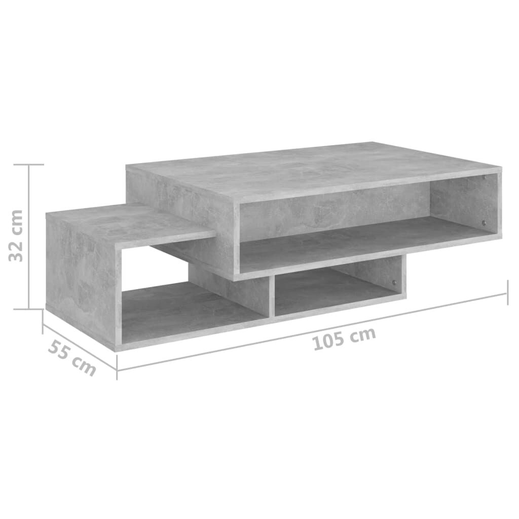 vidaXL Τραπεζάκι Σαλονιού Γκρι Σκυροδέματος 105x55x32 εκ. Επεξ. Ξύλο