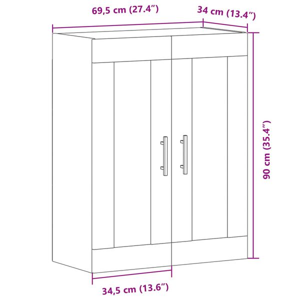 vidaXL Ντουλάπι τεχνίτης Δρυς 69,5 x 34 x 90 εκ. Επεξεργασμένο Ξύλο