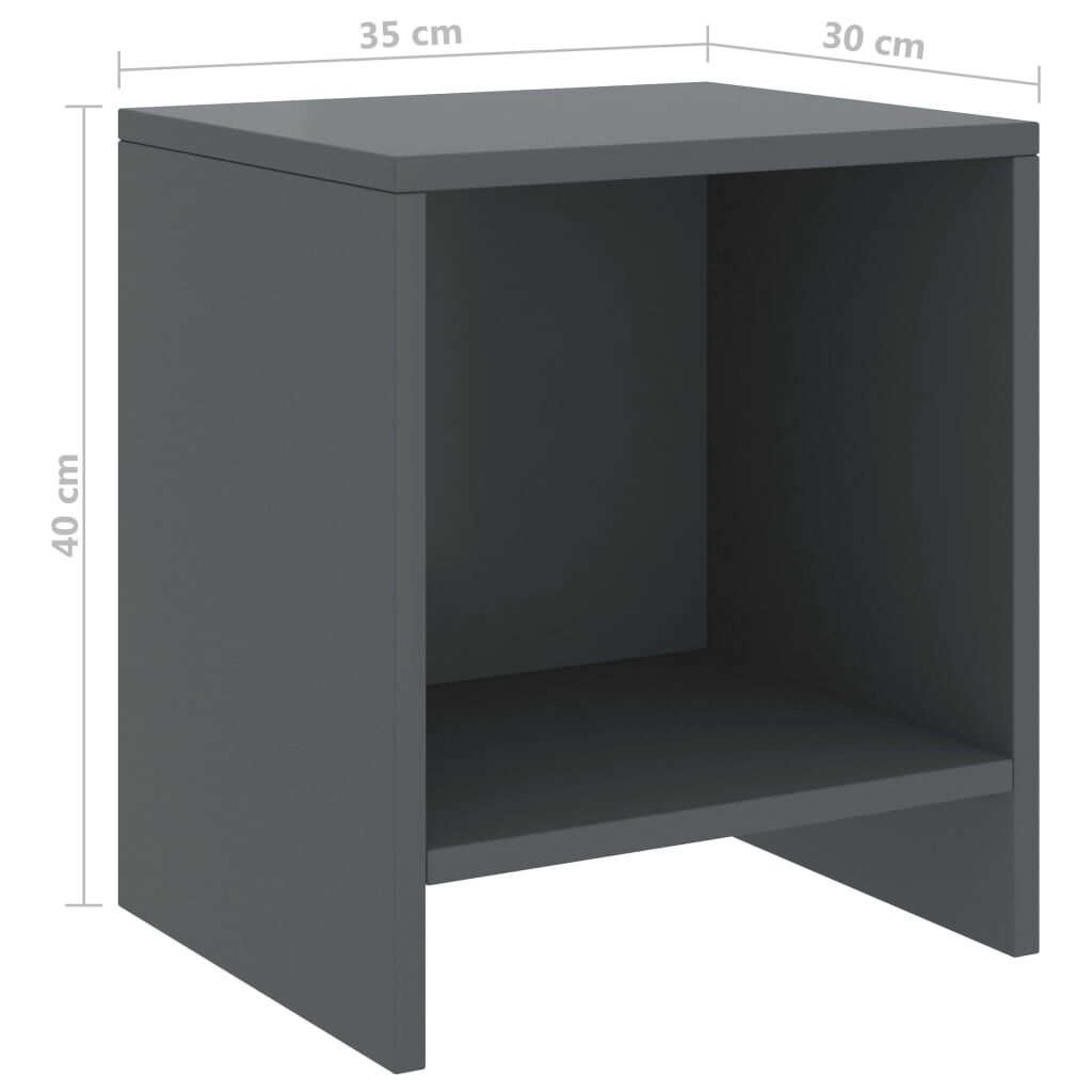vidaXL Κομοδίνα 2 τεμ. Σκούρο Γκρι 35 x 30 x 40 εκ. Μασίφ Ξύλο Πεύκου