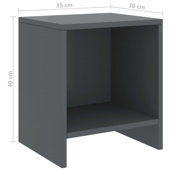 vidaXL Κομοδίνα 2 τεμ. Σκούρο Γκρι 35 x 30 x 40 εκ. Μασίφ Ξύλο Πεύκου