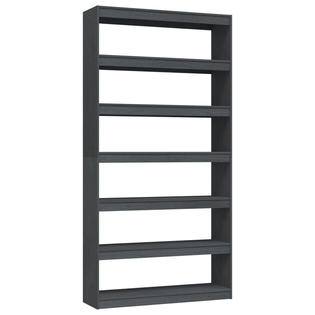 vidaXL Βιβλιοθήκη/Διαχωριστικό Χώρου Γκρι 100x30x200 εκ. Ξύλο Πεύκου