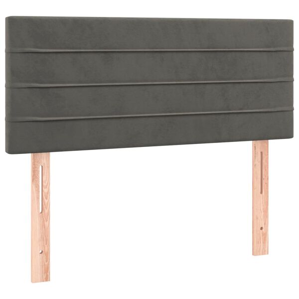 vidaXL Κρεβάτι Boxspring με Στρώμα & LED Σκ. Γκρι 90x200 εκ. Βελούδινο