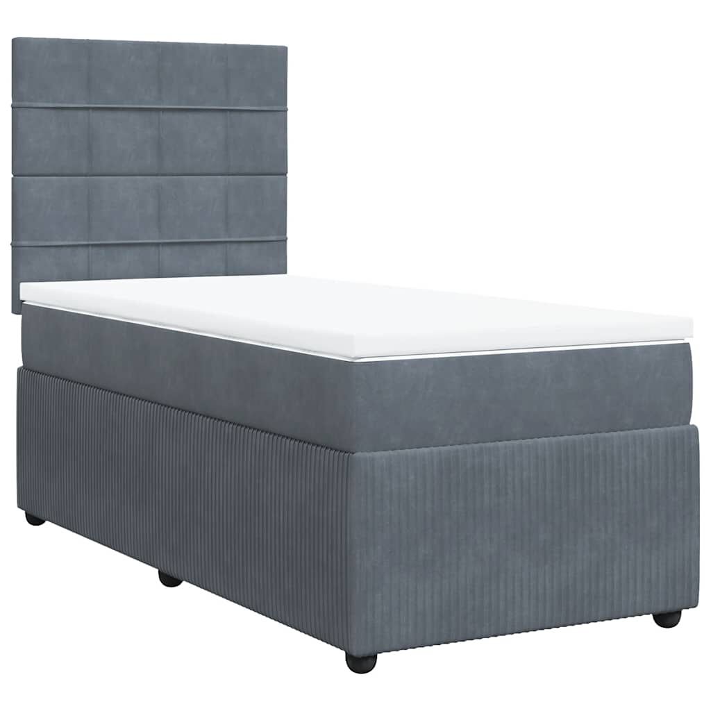 vidaXL Κρεβάτι Boxspring με Στρώμα Σκούρο Γκρι 80x200 εκ. Βελούδινο
