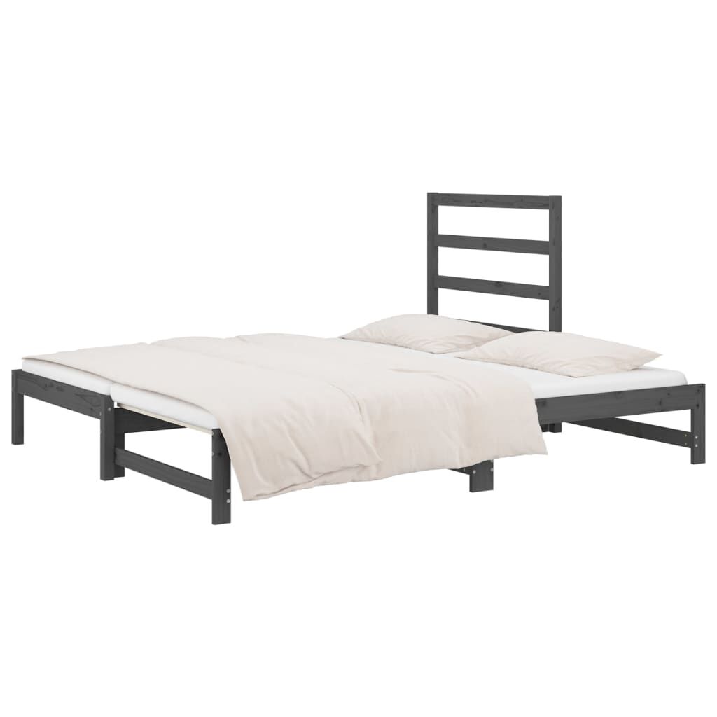 vidaXL Καναπές Κρεβάτι Συρόμενος Γκρι 2x(90x200) εκ. Μασίφ Ξύλο Πεύκου