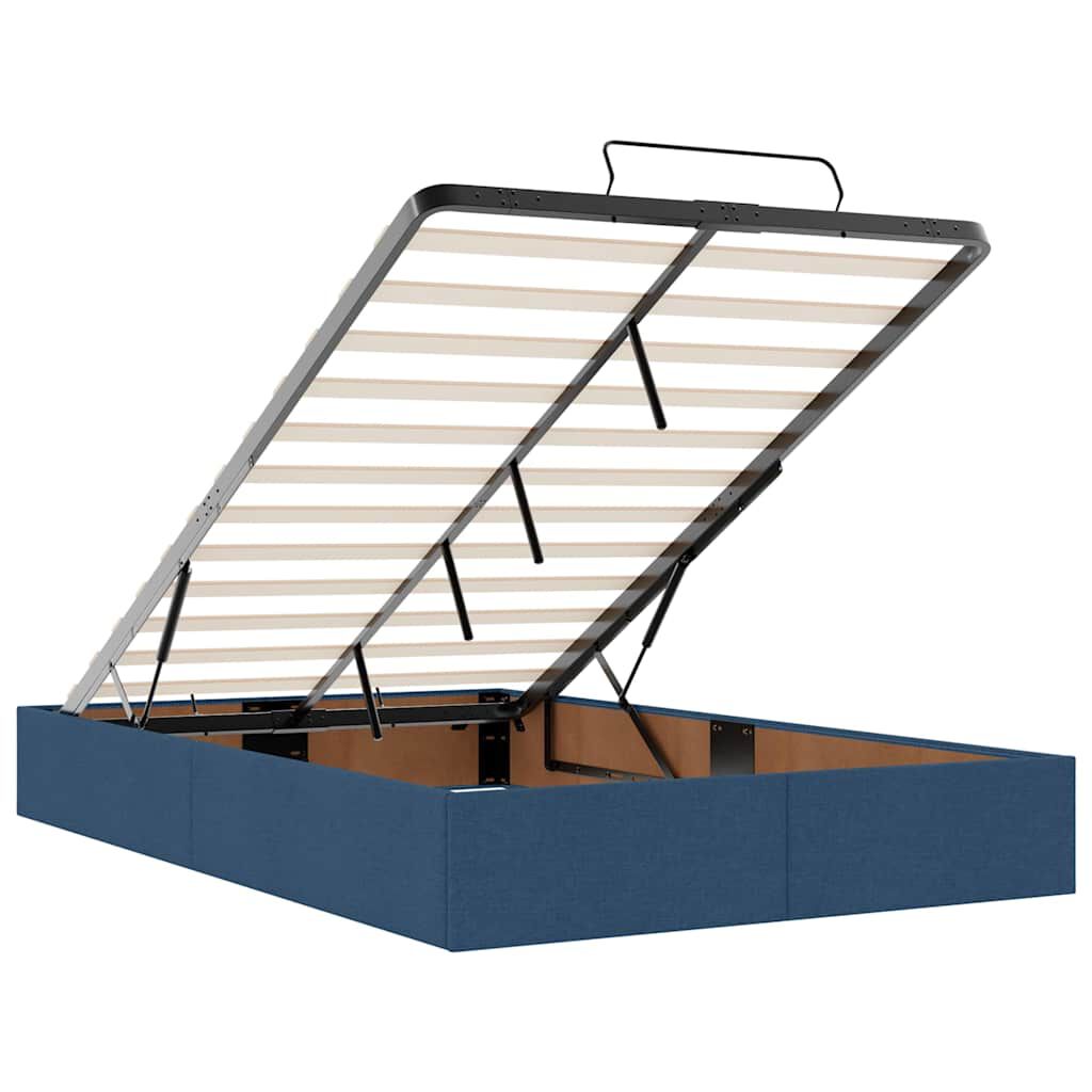 vidaXL Οθωμανικό κρεβάτι με στρώμα μπλε 120x190 cm ύφασμα