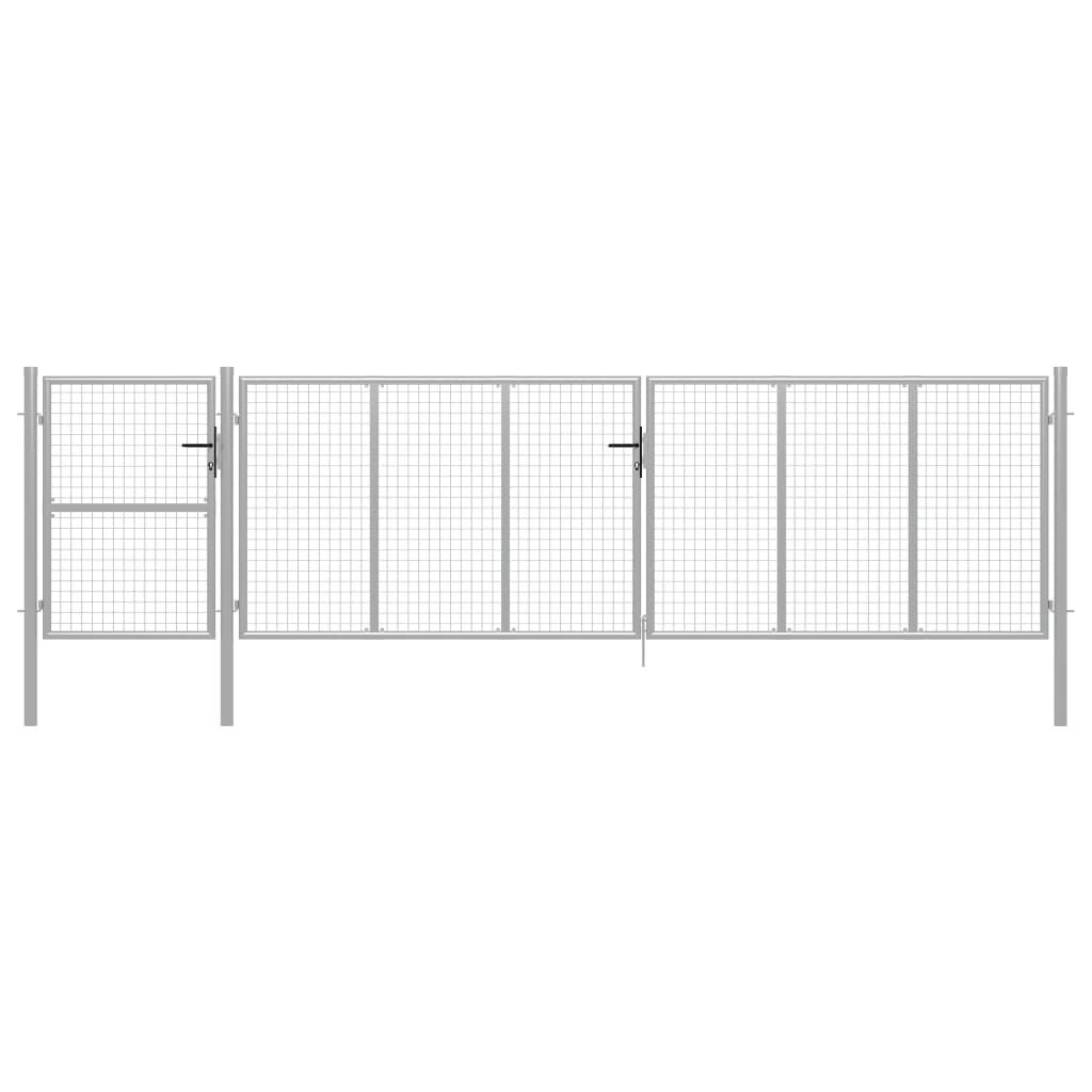 vidaXL Πόρτα Περίφραξης Κήπου Ασημί 500 x 125 εκ. Ατσάλινη