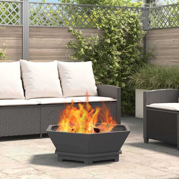vidaXL Φωτιά Μαύρο 75 x 75 x 28 εκ. Κρύα έλαση από χάλυβα