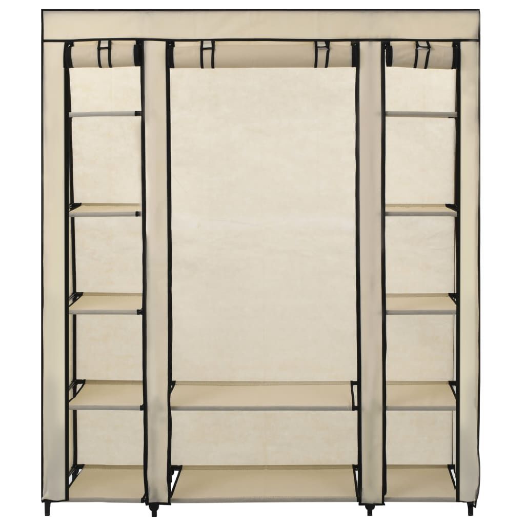 vidaXL Ντουλάπα με Ράφια / Σωλήνες Κρεμ 150x45x176 εκ. Υφασμάτινη
