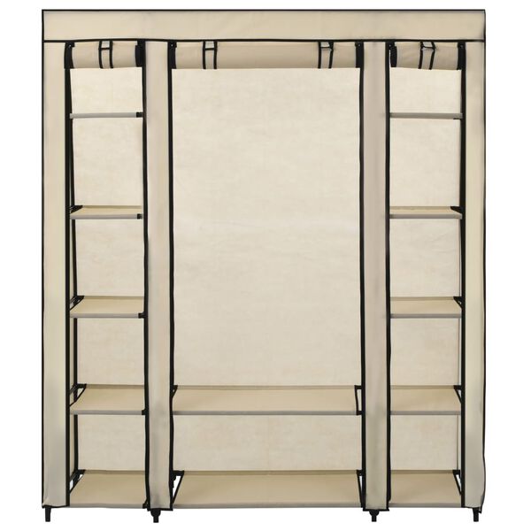 vidaXL Ντουλάπα με Ράφια / Σωλήνες Κρεμ 150x45x176 εκ. Υφασμάτινη