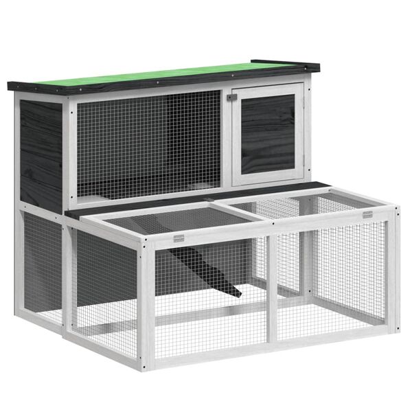 vidaXL Κλουβί Κουνελιών Γκρι 102 x 90 x 84,5 εκ. Μασίφ Ξύλο Πεύκου
