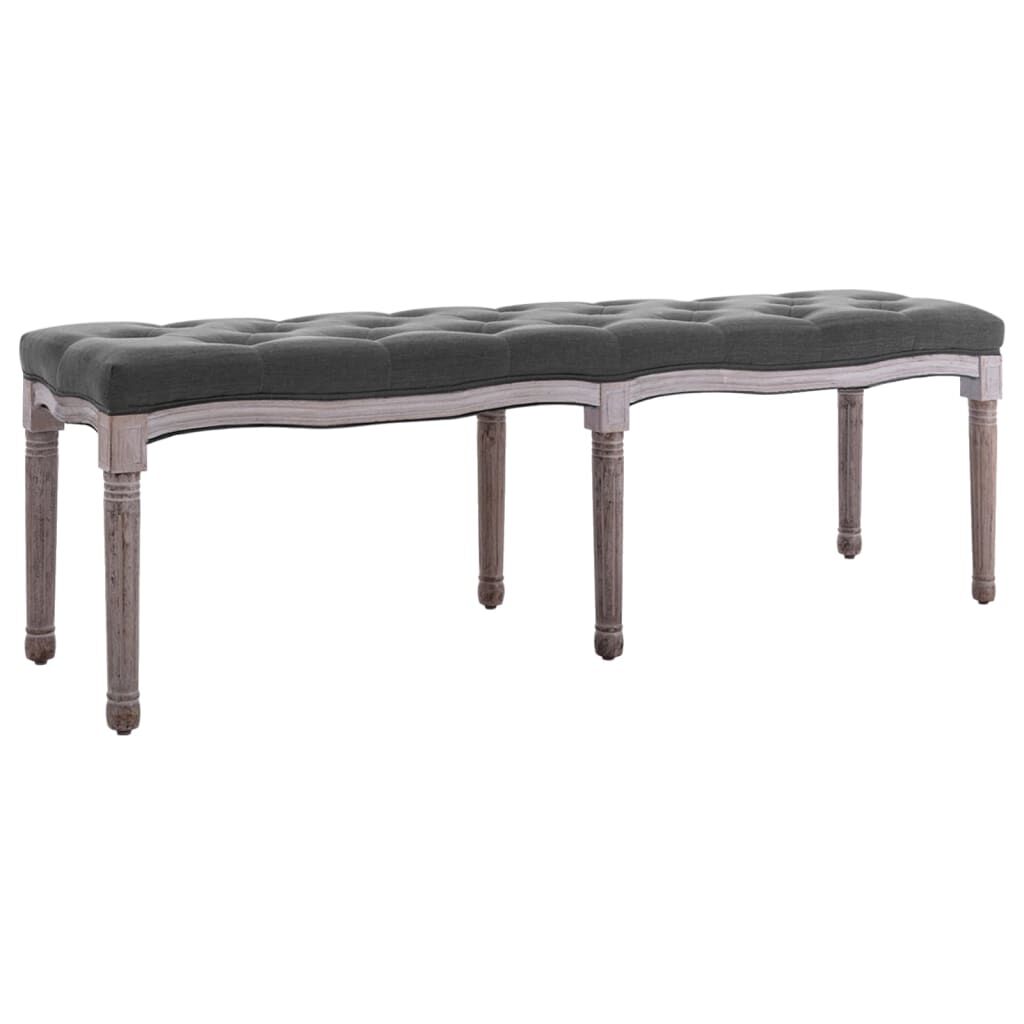 vidaXL Ταμπουρέ Σκούρο Γκρι 150 x 40 x 48 εκ. από Λινό και Μασίφ Ξύλο