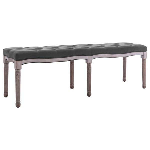 vidaXL Ταμπουρέ Σκούρο Γκρι 150 x 40 x 48 εκ. από Λινό και Μασίφ Ξύλο