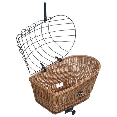 vidaXL Οπίσθιο Καλάθι Ποδηλάτου με Κάλυμμα 55x31x36 εκ. Ξύλο Ιτιάς