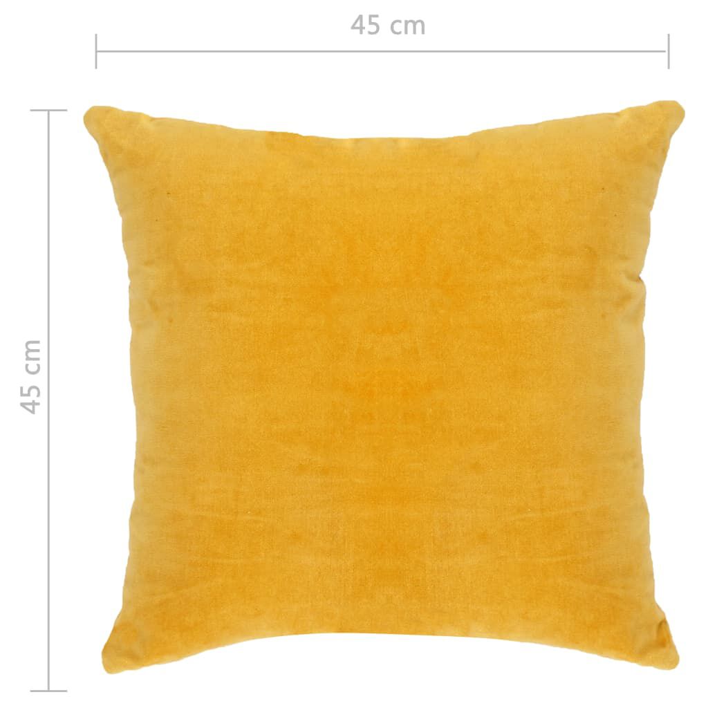 vidaXL Μαξιλάρια 2 τεμ. Κίτρινα 45 x 45 εκ. από Βαμβακερό Βελούδο