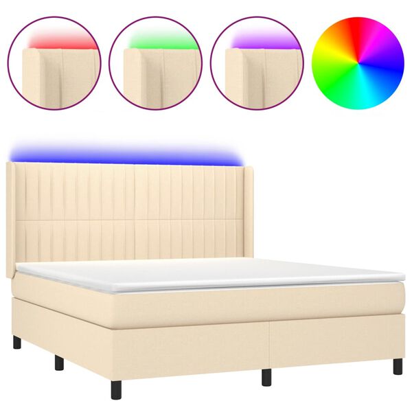vidaXL &Kappa;&rho;&epsilon;&beta;ά&tau;&iota; Boxspring &mu;&epsilon; &Sigma;&tau;&rho;ώ&mu;&alpha; & LED &Kappa;&rho;&epsilon;&mu; 160x200 &epsilon;&kappa;. &Upsilon;&phi;&alpha;&sigma;&mu;ά&tau;&iota;&nu;&omicron;