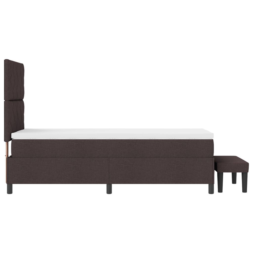 vidaXL Κρεβάτι Box Spring με Στρώμα & Πάγκο Σκούρο Καφέ 90x200 εκ. Ύφασμα