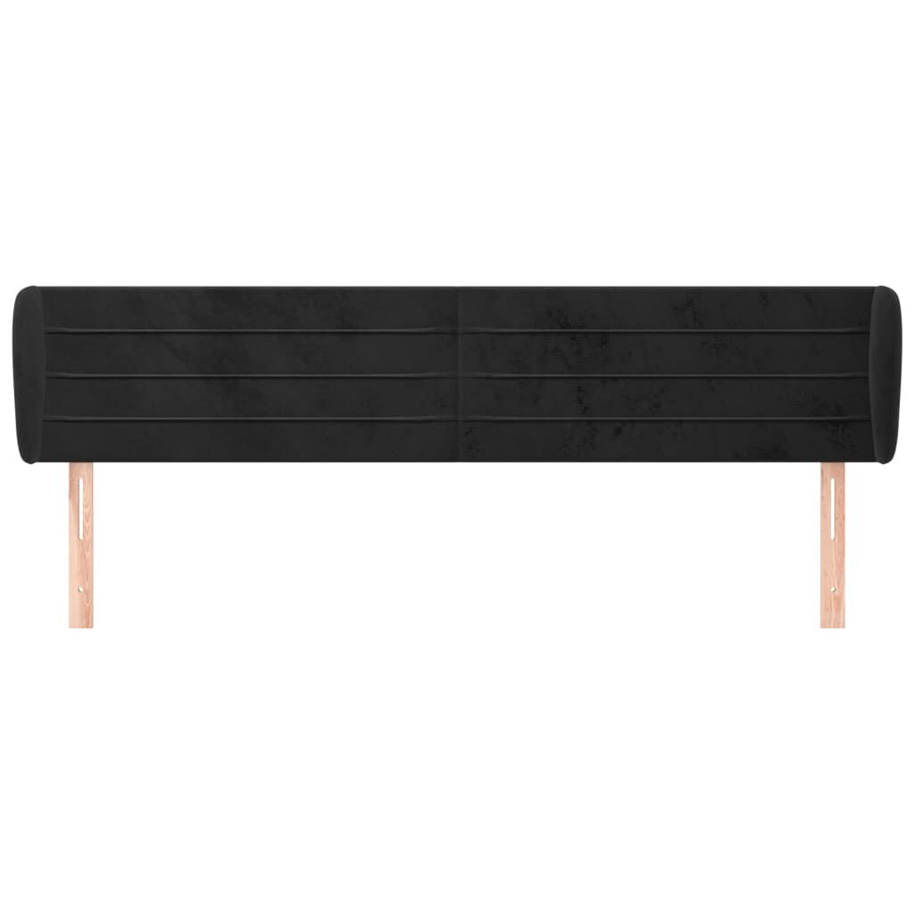 vidaXL Κεφαλάρι με Πτερύγια Μαύρο 203x23x78/88 εκ. Βελούδινο