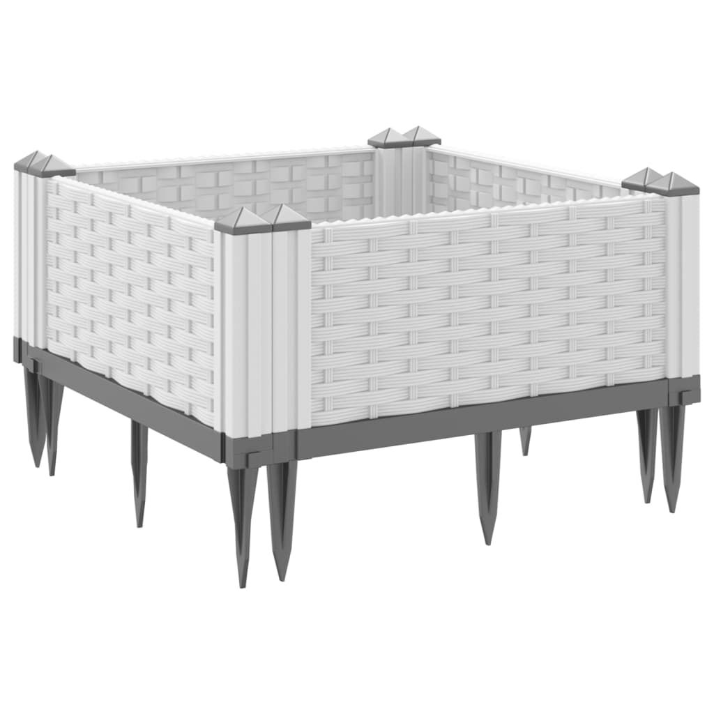 vidaXL Ζαρντινιέρα με Πασσάλους Λευκή 42,5x42,5x28,5 εκ Πολυπροπυλένιο