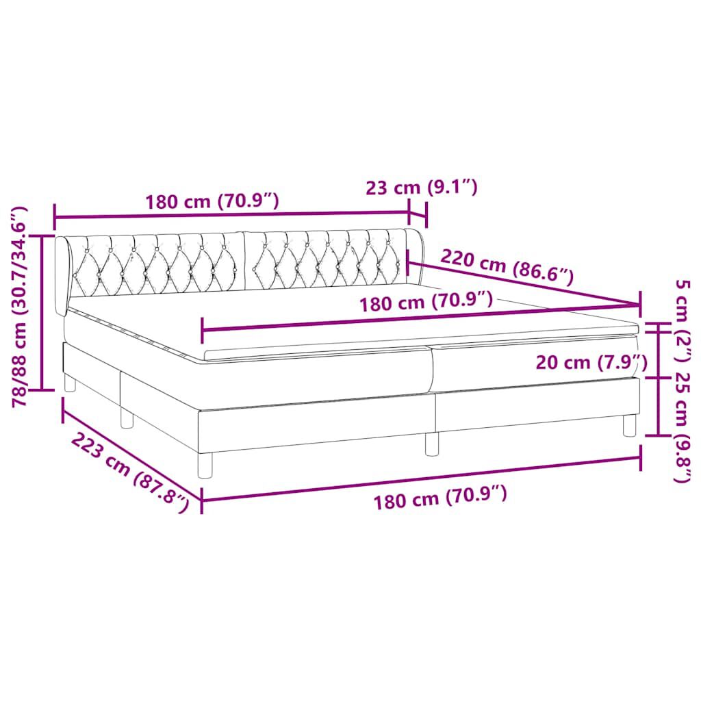 vidaXL Κρεβάτι με στρώματα ροζ 180x220 cm Βελούδινο