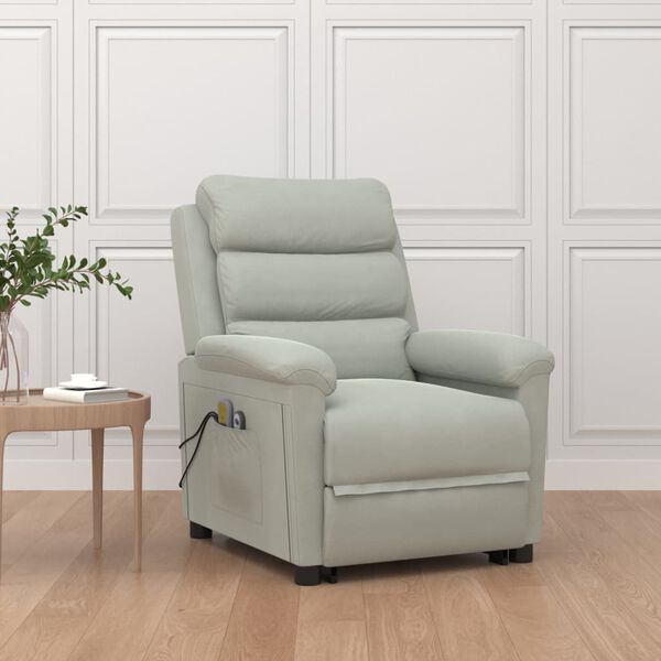 vidaXL Πολυθρόνα Μασάζ με Ανύψωση Ανοιχτό Γκρι Βελούδινη