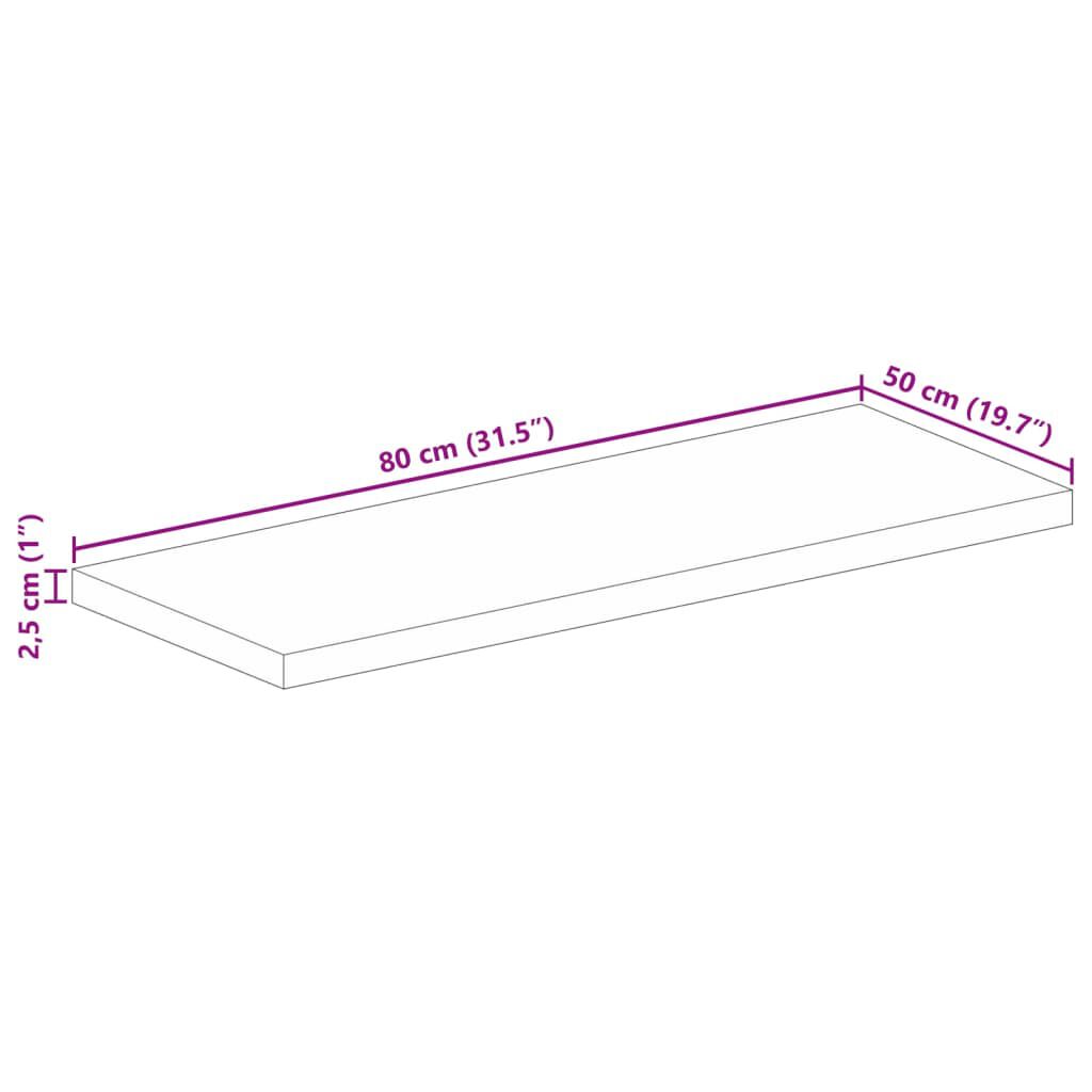 vidaXL Επιφάνεια Γραφείου Ορθογώνια 80x50x2,5 εκ. Μασίφ Ξύλο Ακακίας