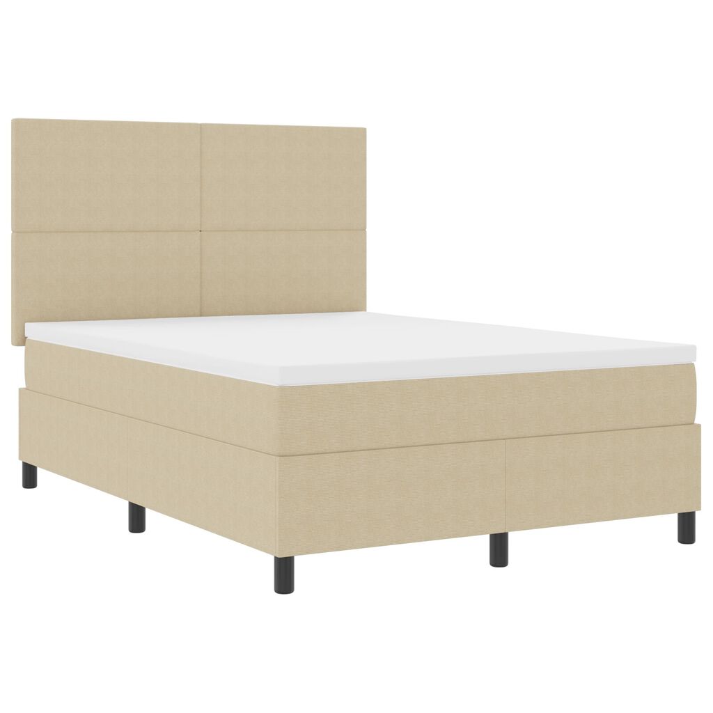 vidaXL Κρεβάτι Box Spring με Στρώμα & LED Φως Πράσινο Γκρί 140x200 εκ Ύφασμα Κορδέλας