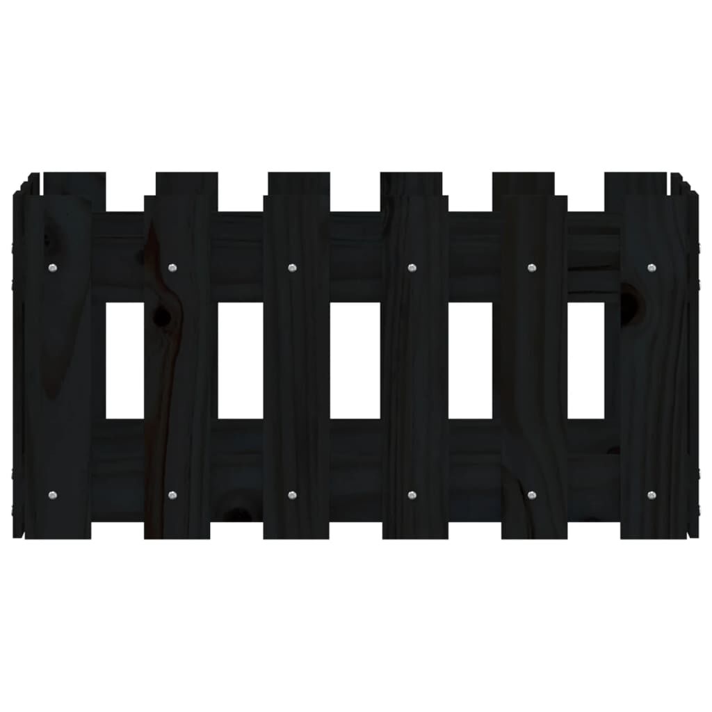 vidaXL Ζαρντινιέρα με Σχέδιο Φράχτη Μαύρη 60 x 30 x 30 εκ. Μασίφ Πεύκο