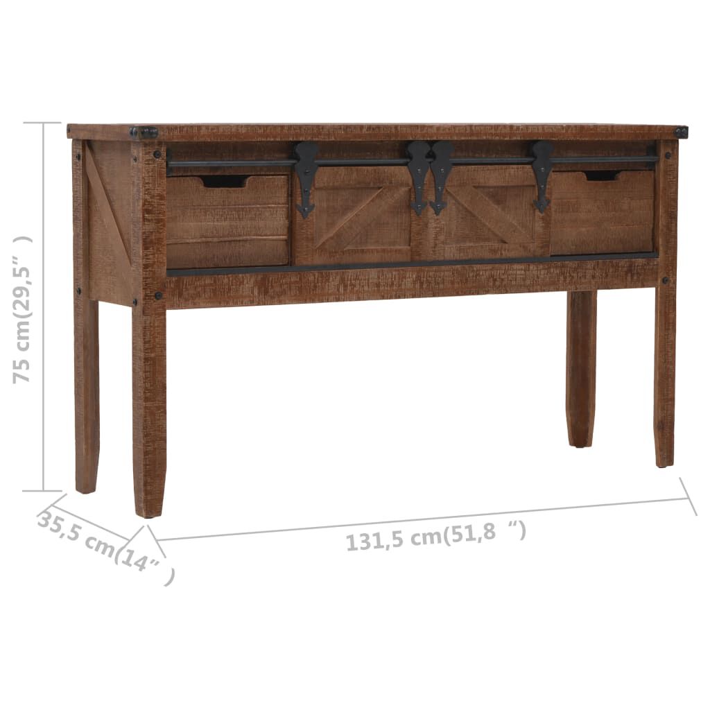 vidaXL Τραπέζι Κονσόλα Καφέ 131 x 35,5 x 75 εκ. από Μασίφ Ξύλο Ελάτης