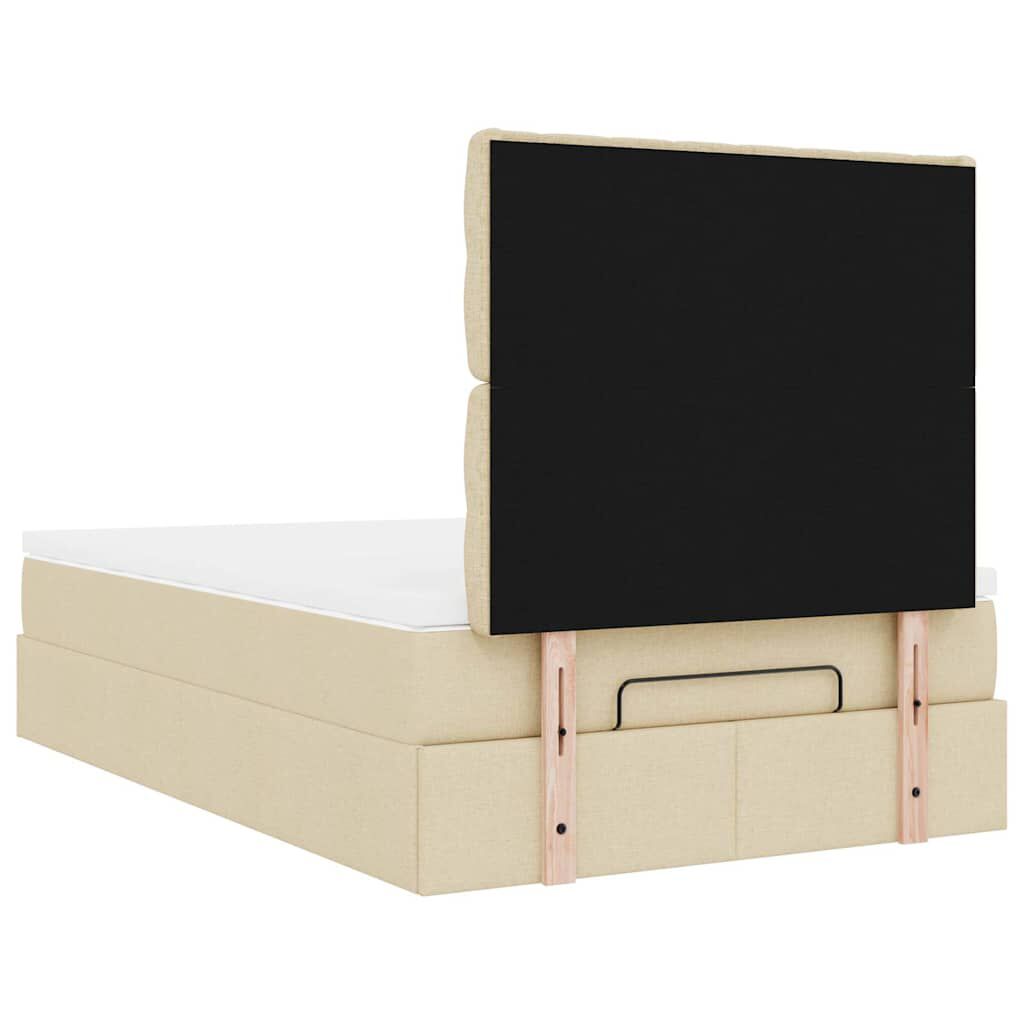 vidaXL Οθωμανικό κρεβάτι με στρώμα Cream 120x200cm ύφασμα