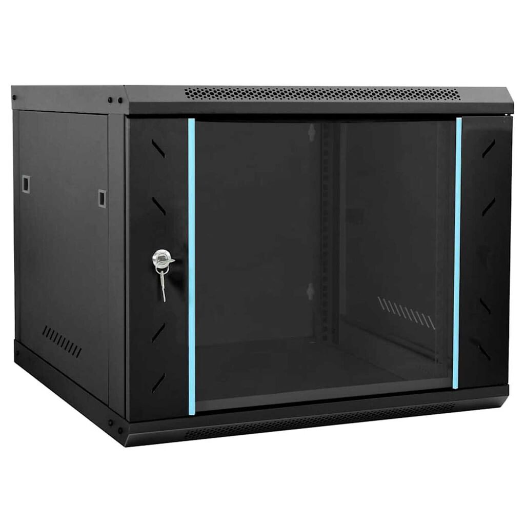 vidaXL Ντουλάπα δικτύου με αποθήκευση Μαύρο 60 x 60 x 50 εκ Ατσάλι