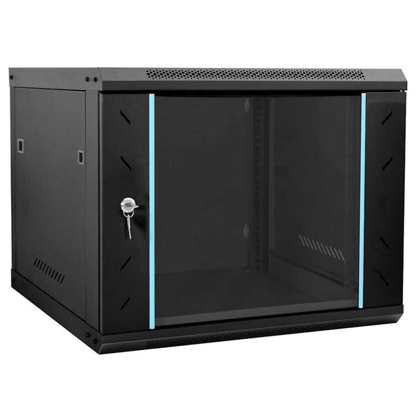 vidaXL Ντουλάπα δικτύου με αποθήκευση Μαύρο 60 x 60 x 50 εκ Ατσάλι