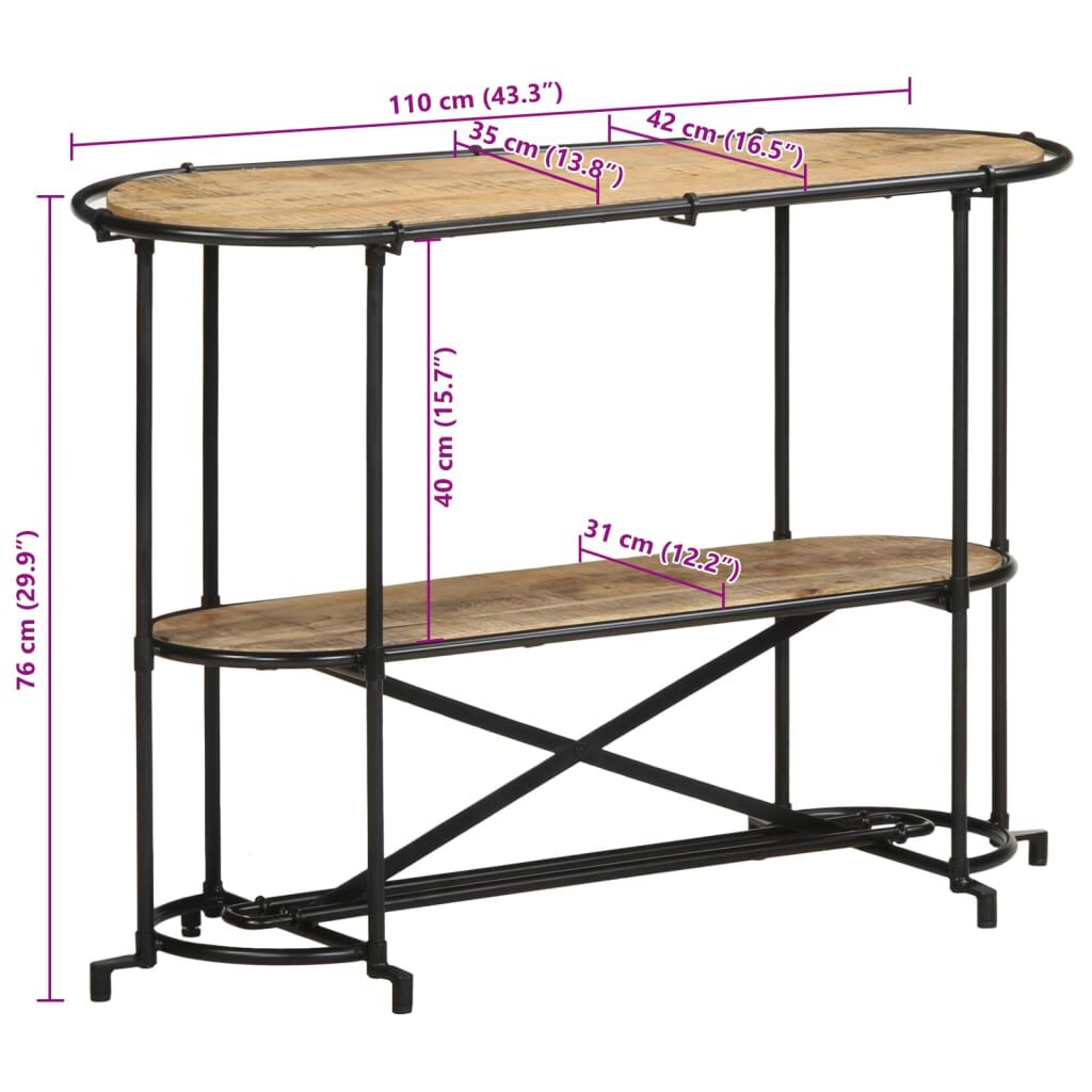 vidaXL Τραπέζι Κονσόλα 110x42x76 εκ. από Μασίφ Ξύλο Μάνγκο